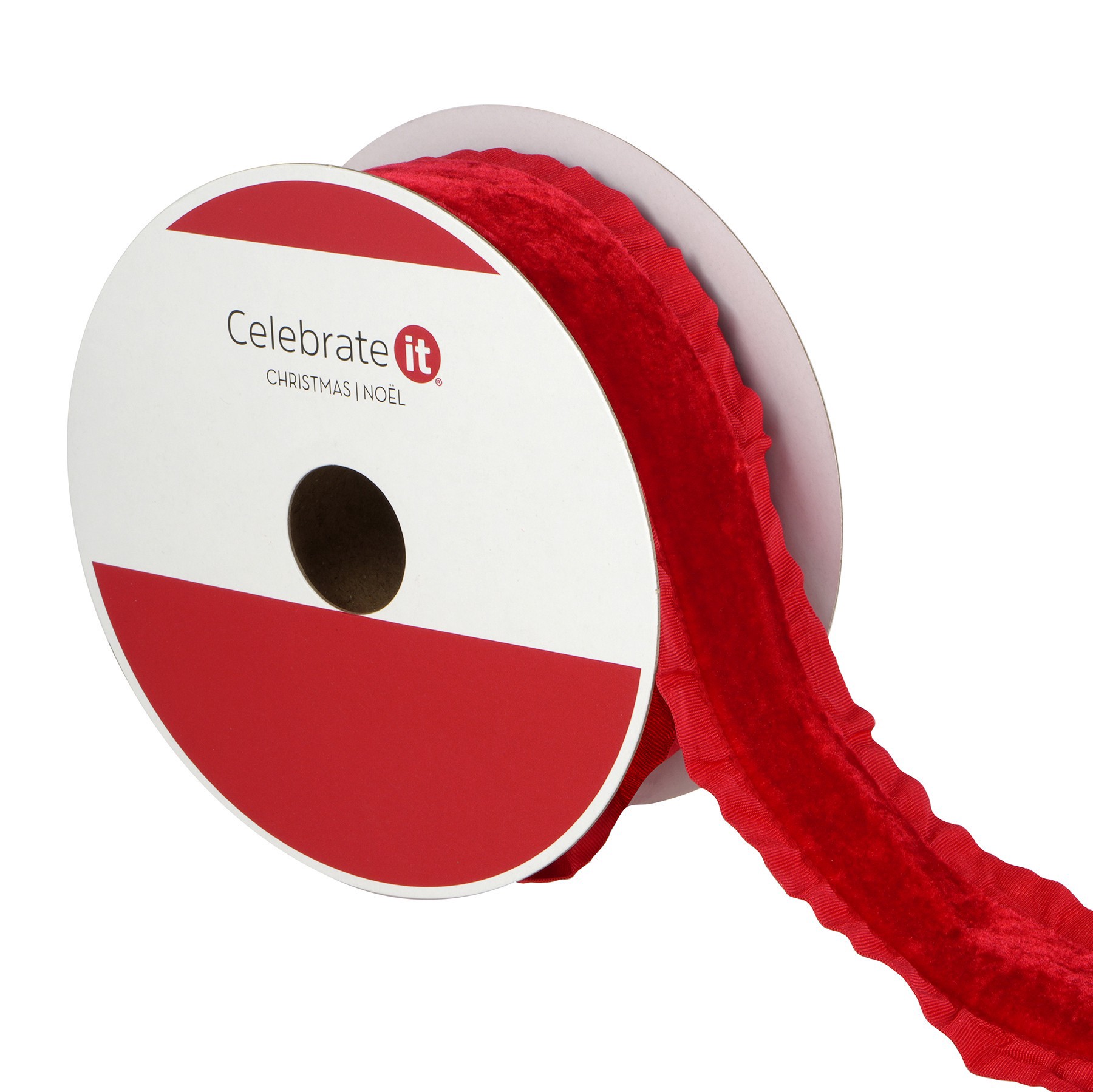 slide 2 of 3, 1.5" X 15ft. Red Ruffle Ribbon By Celebrate It, 1.5 in x 15 ft