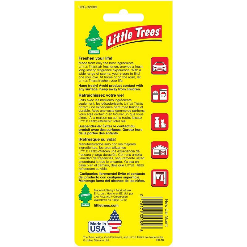 slide 3 of 5, Little Trees New Car Scent Air Freshener 3pk: Car Freshener, Disposable, Blue, Non-Powered, Paper, Refreshing Scent, 3 ct
