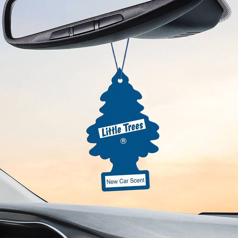slide 5 of 5, Little Trees New Car Scent Air Freshener 3pk: Car Freshener, Disposable, Blue, Non-Powered, Paper, Refreshing Scent, 3 ct