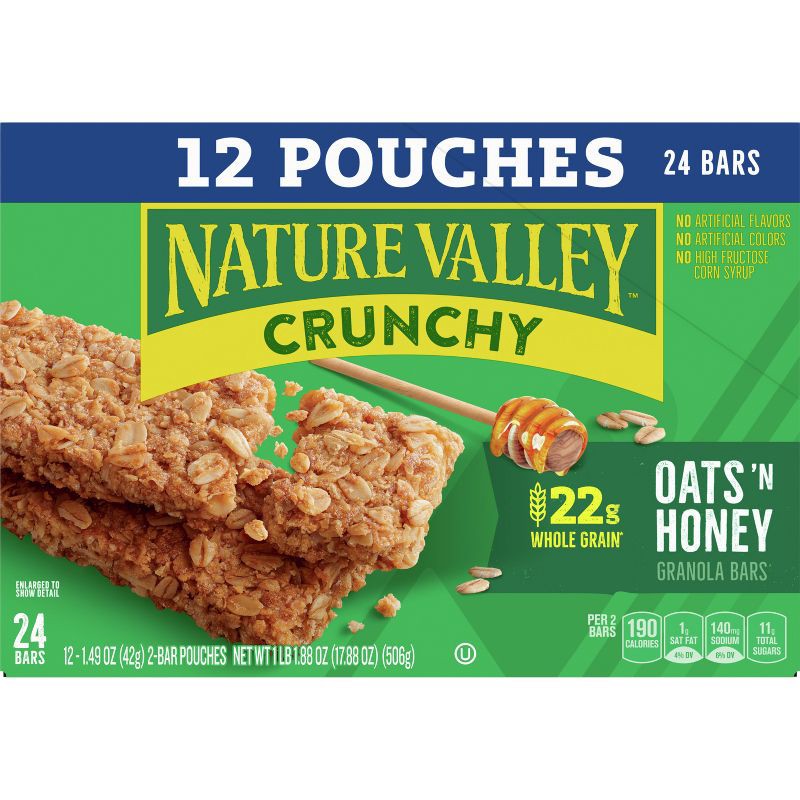 slide 2 of 14, Nature Valley Crunchy Oats 'N Honey Granola Bars - 12ct/17.88oz, 12 ct, 17.88 oz