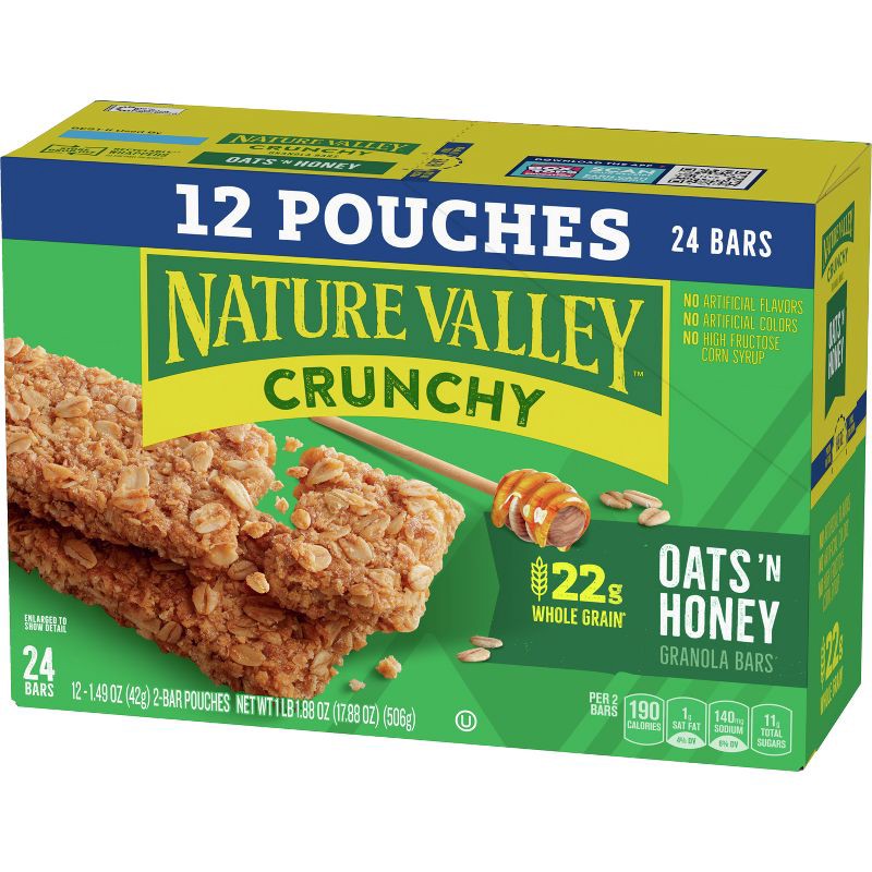 slide 3 of 14, Nature Valley Crunchy Oats 'N Honey Granola Bars - 12ct/17.88oz, 12 ct, 17.88 oz