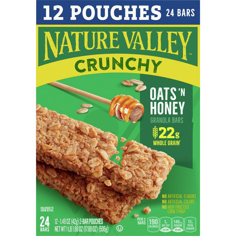 slide 4 of 14, Nature Valley Crunchy Oats 'N Honey Granola Bars - 12ct/17.88oz, 24 ct