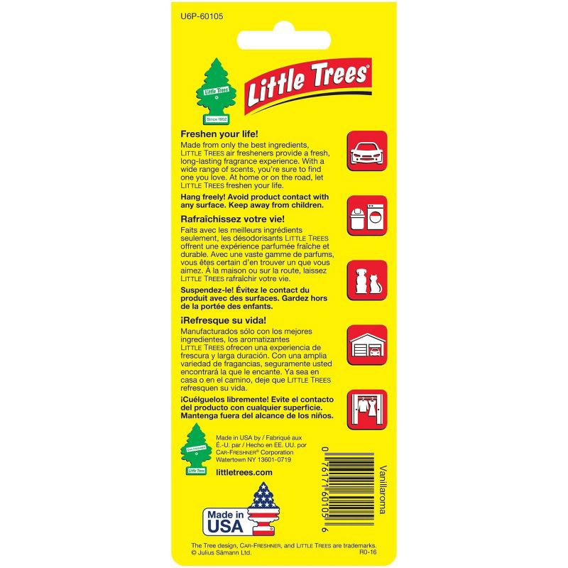 slide 2 of 4, Little Trees Vanillaroma Air Freshener 6pk: Vanilla Car Freshener, Solid, Disposable, Non-Powered, Yellow, 6 Count, 6 ct