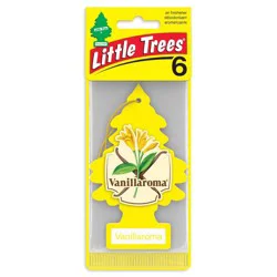 Little Trees Vanillaroma Air Freshener 6pk: Vanilla Car Freshener, Solid, Disposable, Non-Powered, Yellow, 6ct