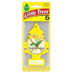 Little Trees Vanillaroma Air Freshener 6pk: Vanilla Car Freshener, Solid, Disposable, Non-Powered, Yellow, 6ct
