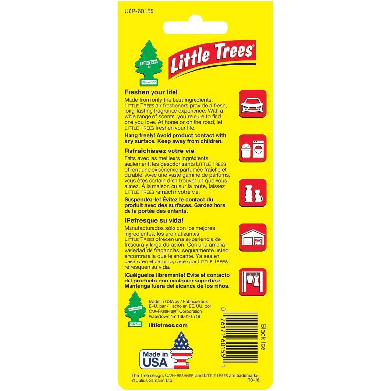 slide 2 of 4, Little Trees Black Ice Air Freshener 6pk: Car Scent Paper Fresheners, Disposable Non-Powered, 6 Pack, 6 ct