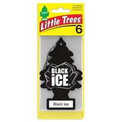 Little Trees Black Ice Air Freshener 6pk: Car Scent Paper Fresheners, Disposable Non-Powered, 6 Pack