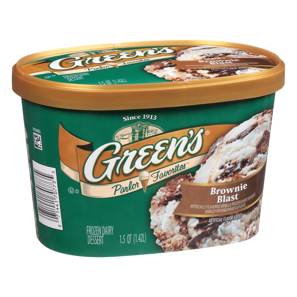 slide 2 of 10, Green's Brownie Blast Frozen Dairy Dessert, 1.5 Quarts, 1.5 qt