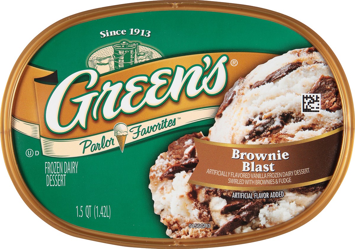 slide 6 of 10, Green's Brownie Blast Frozen Dairy Dessert, 1.5 Quarts, 1.5 qt