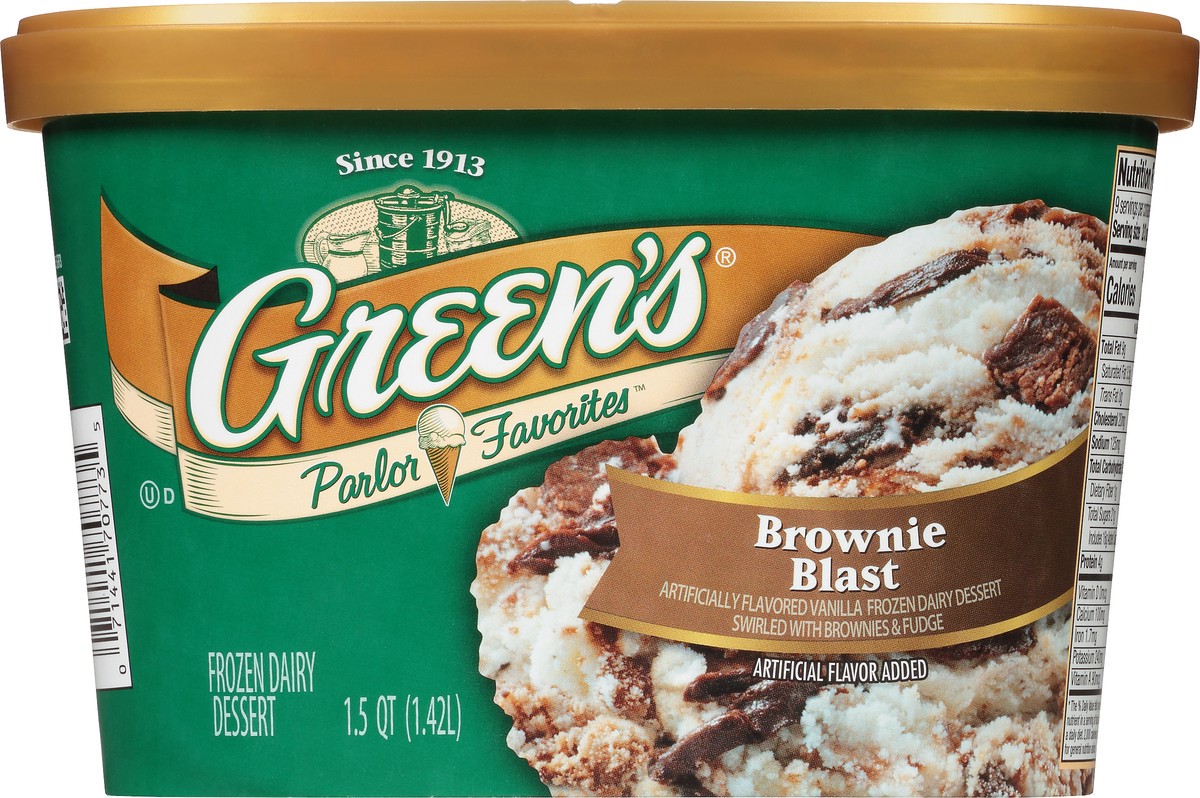 slide 9 of 10, Green's Brownie Blast Frozen Dairy Dessert, 1.5 Quarts, 1.5 qt