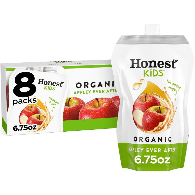 slide 1 of 6, Honest Kids Appley Ever After Organic Juice Drinks - 8pk/6.75 fl oz Pouches, 8 ct; 6.75 fl oz