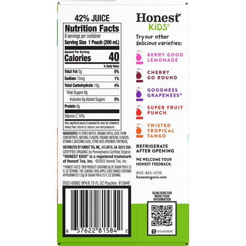 slide 4 of 6, Honest Kids Appley Ever After Organic Juice Drinks - 8pk/6.75 fl oz Pouches, 8 ct; 6.75 fl oz