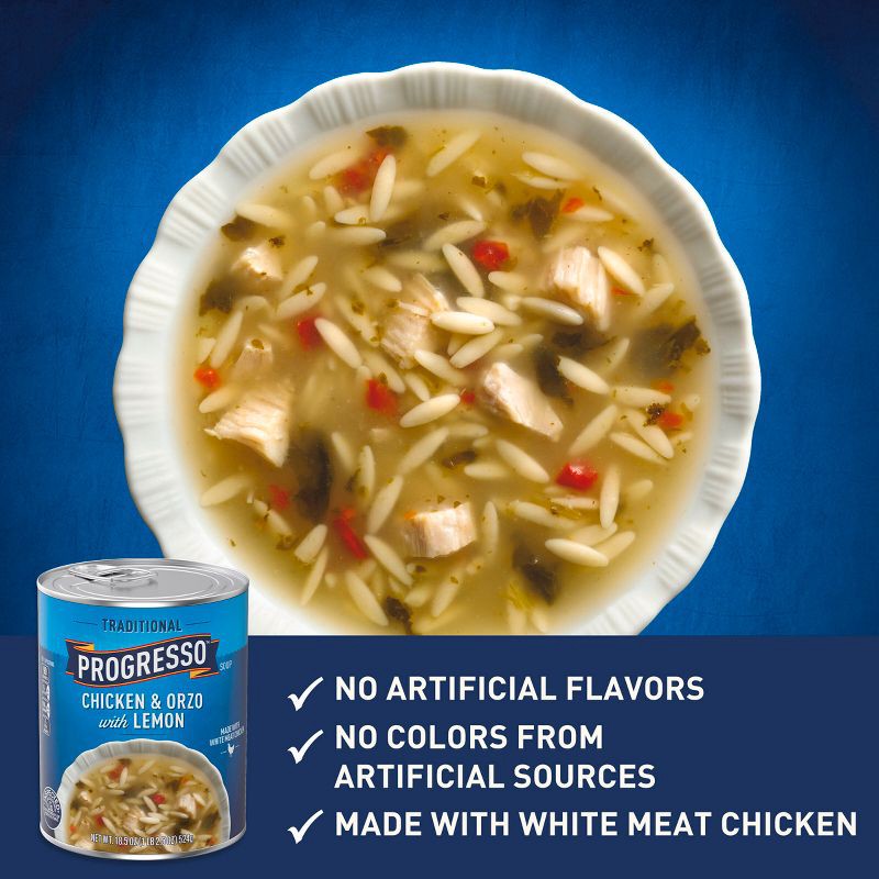 slide 3 of 8, Progresso Traditional Chicken & Orzo with Lemon Soup - 18.5oz, 18.5 oz