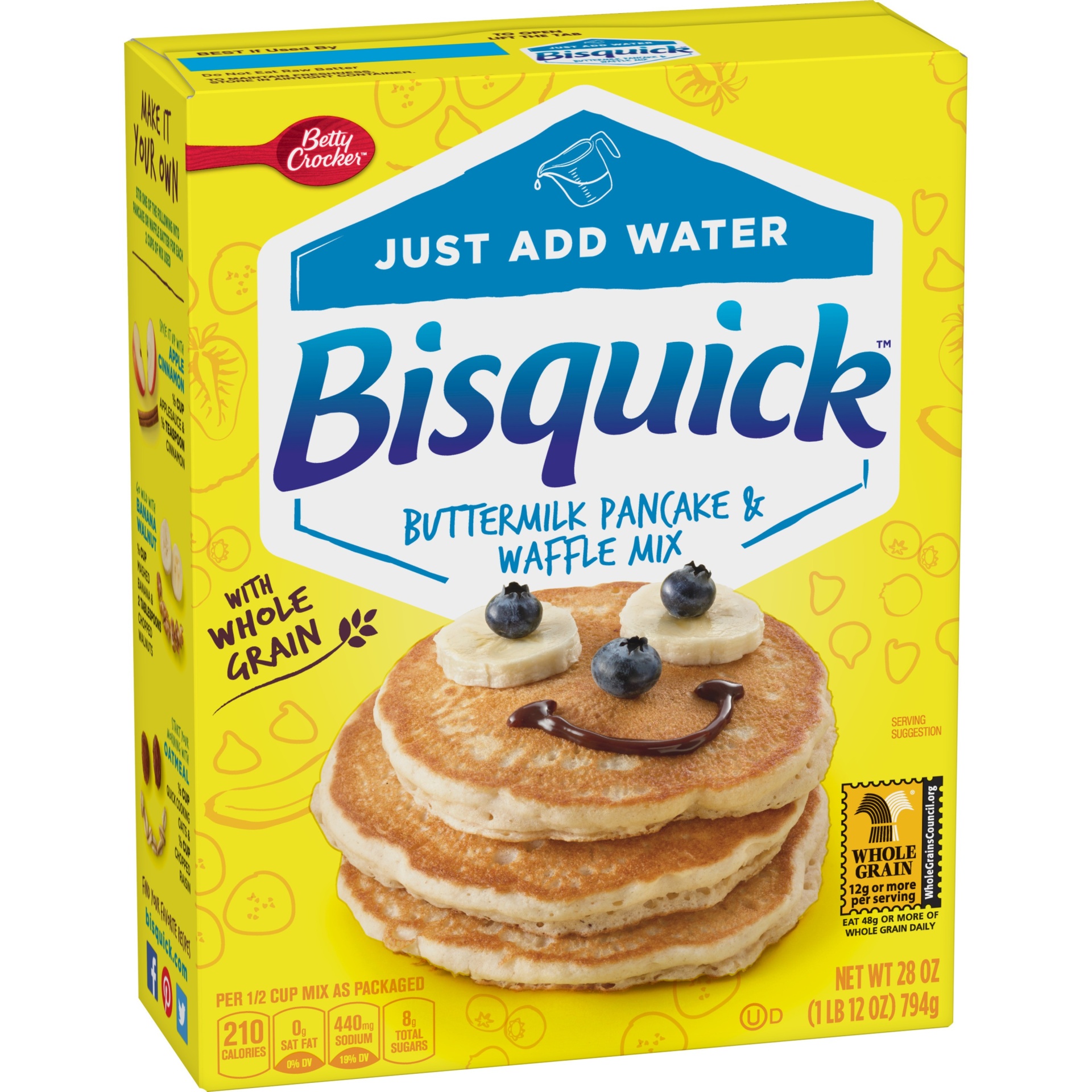 slide 1 of 4, Bisquick Complete Simply Buttermilk with Whole Grain Pancake & Waffle Mix, 28 oz