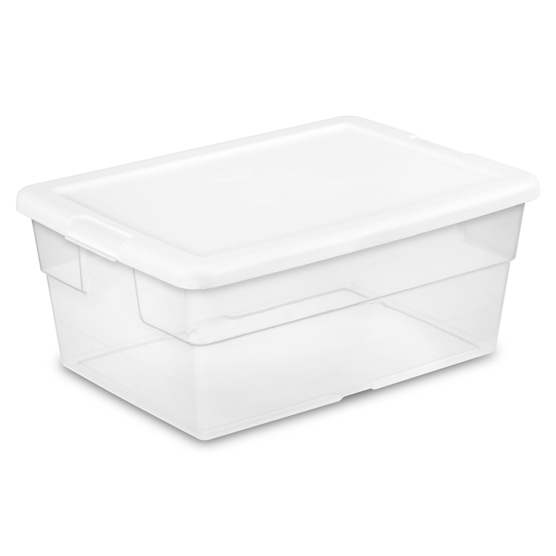slide 1 of 9, Sterilite Clear Storage Box with Lid White, 16 qt