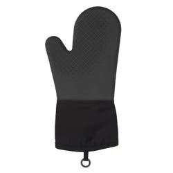 OXO Oven Mitt: Black Silicone & Cotton, Machine Washable, 13.3" x 6.8", Solid Pattern, Kitchen Textile
