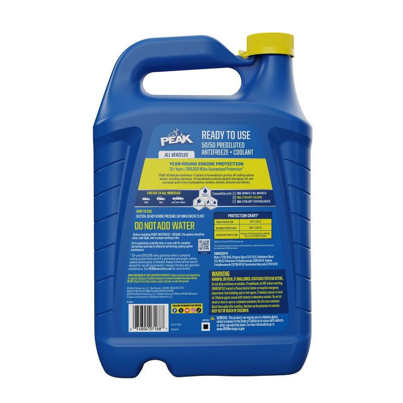 slide 2 of 7, PEAK 1gal All Vehicles 50/50 Prediluted Antifreeze + Coolant, 1 gal