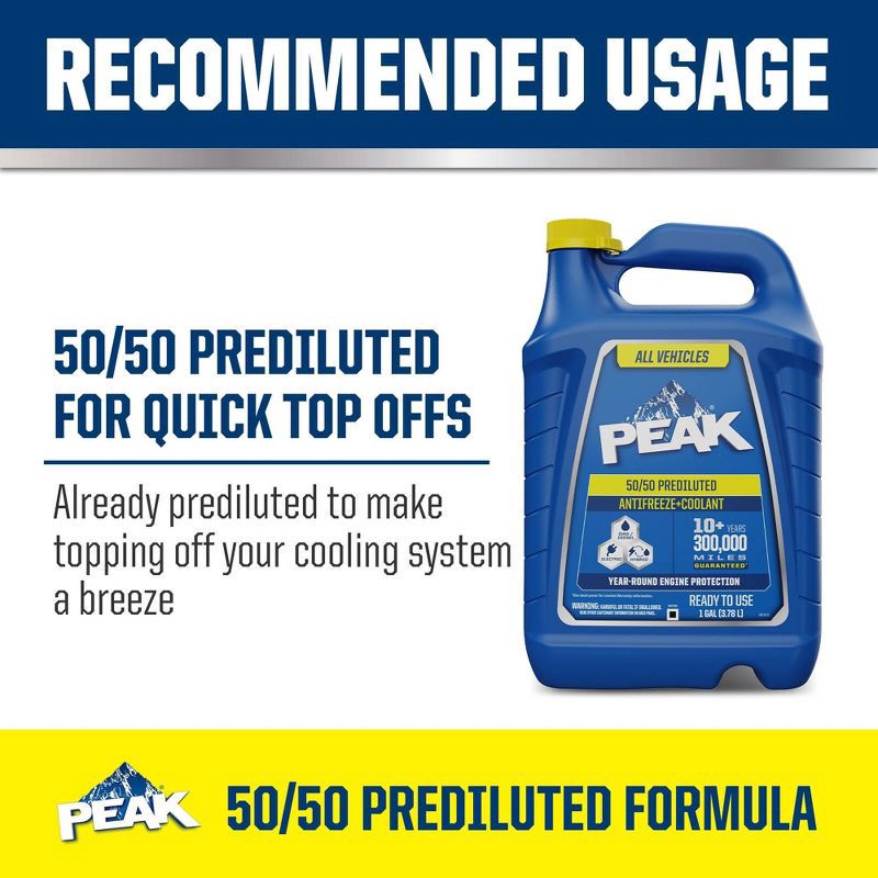 slide 3 of 7, PEAK 1gal All Vehicles 50/50 Prediluted Antifreeze + Coolant, 1 gal