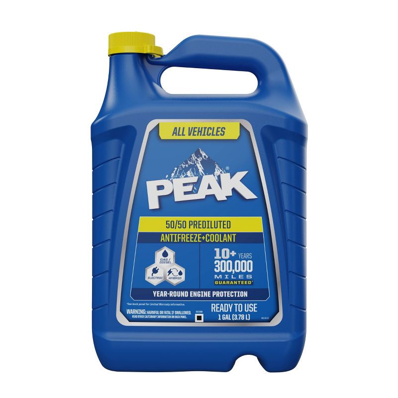 slide 1 of 3, PEAK 1gal 50/50 Long Life Prediluted Antifreeze and Coolant: Engine Fluid for Cars, Motor Oil & Automotive Fluids, 1 gal