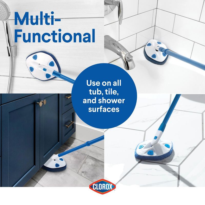 slide 5 of 10, Clorox 42" Max Reach Tub & Tile Bathroom Scrubber, 1 ct