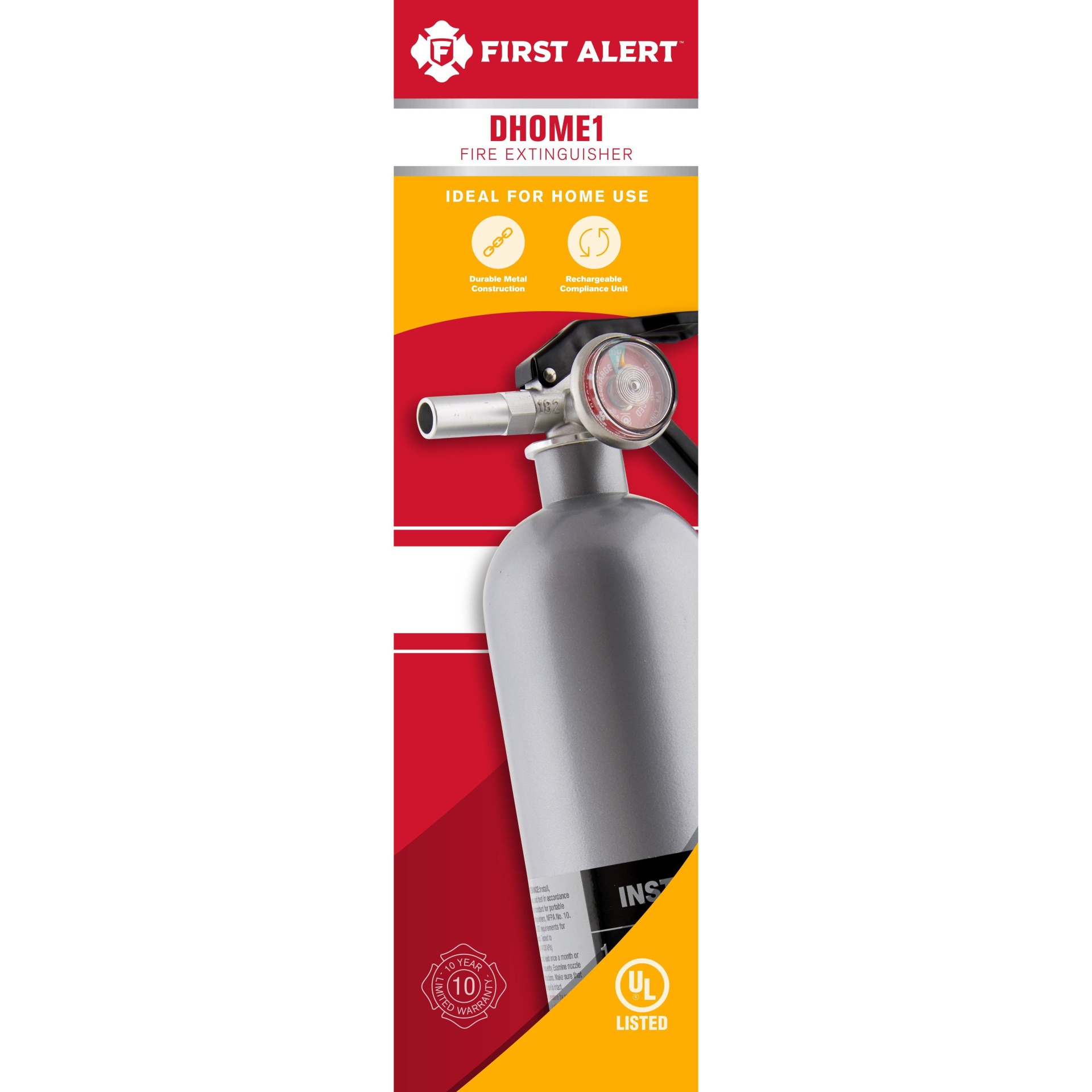 slide 1 of 5, First Alert DHOME1 Designer Home Multipurpose ABC Rechargeable Fire Extinguisher Gray, 1 ct