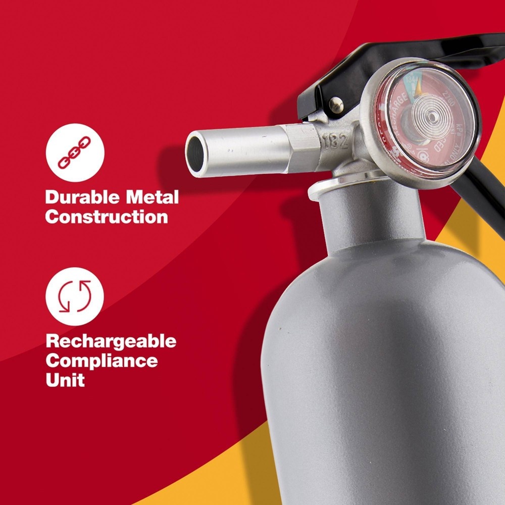 slide 3 of 5, First Alert DHOME1 Designer Home Multipurpose ABC Rechargeable Fire Extinguisher Gray, 1 ct