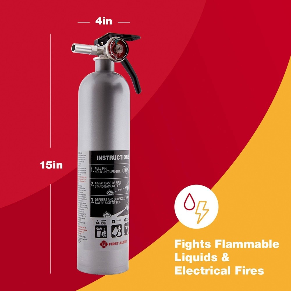 slide 5 of 5, First Alert DHOME1 Designer Home Multipurpose ABC Rechargeable Fire Extinguisher Gray, 1 ct