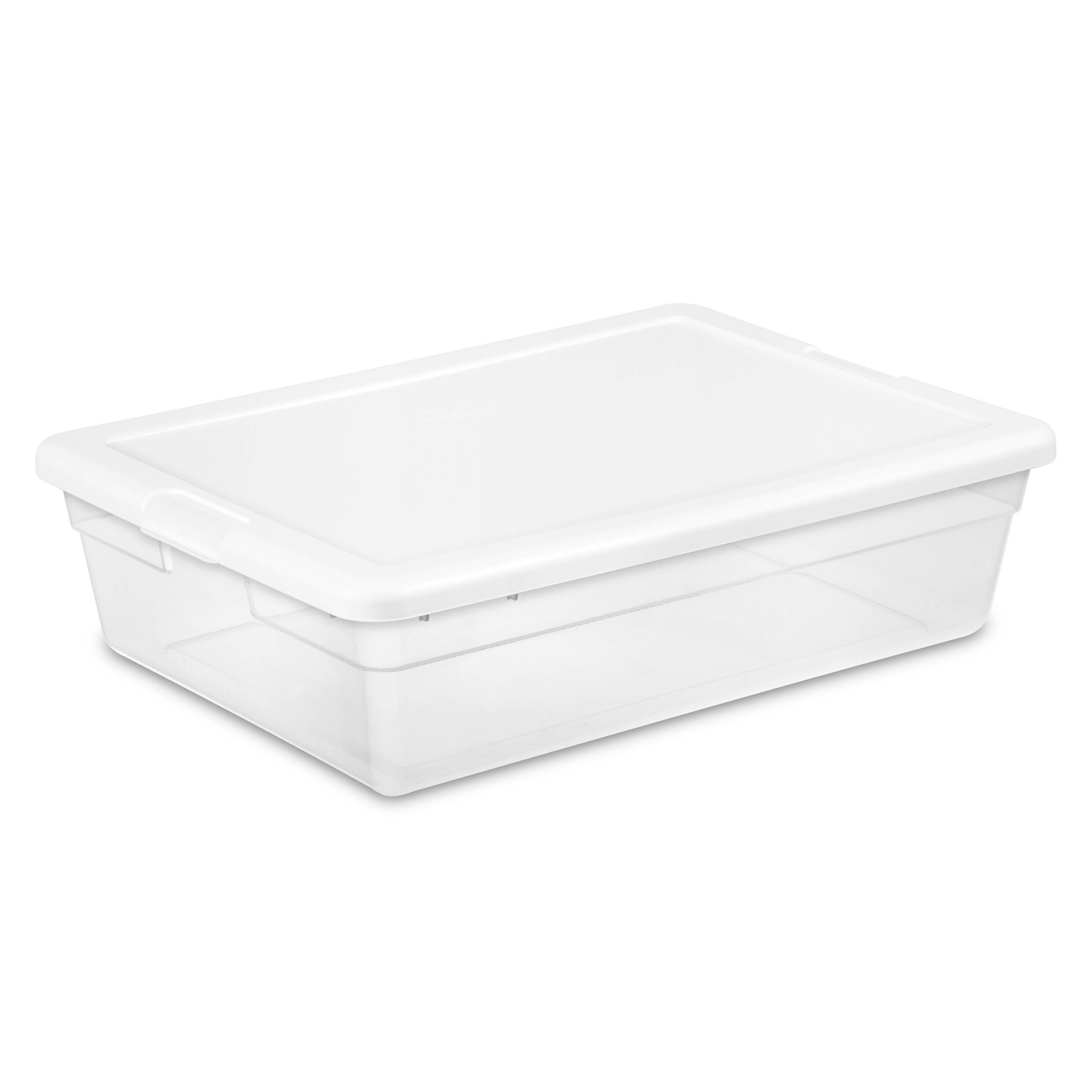 slide 1 of 7, Sterilite Clear Plastic Under Bed Storage Bin with Lid White, 28 qt