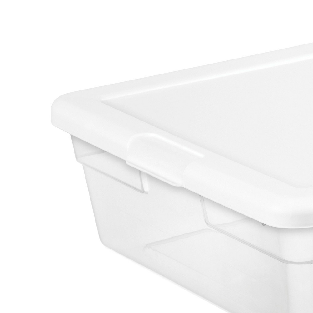 slide 6 of 7, Sterilite Clear Plastic Under Bed Storage Bin with Lid White, 28 qt