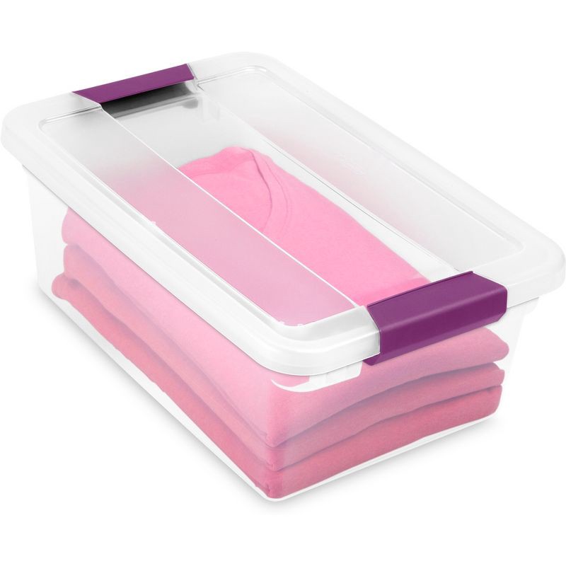 slide 7 of 9, Sterilite 15qt Clear View Storage Bin with Latch Purple, 15 qt