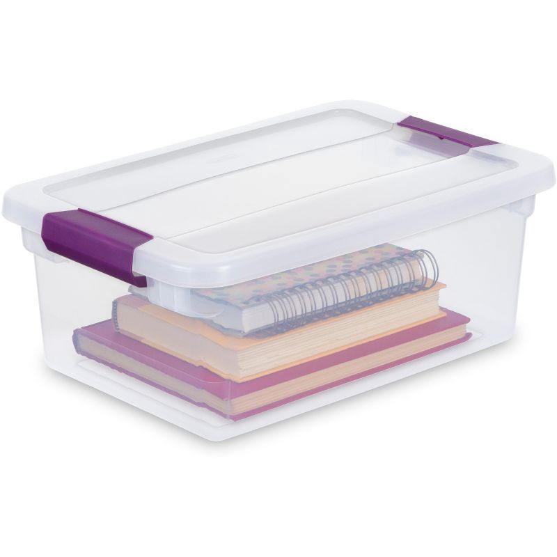 slide 8 of 9, Sterilite 15qt Clear View Storage Bin with Latch Purple, 15 qt