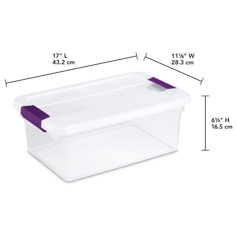 slide 9 of 9, Sterilite 15qt Clear View Storage Bin with Latch Purple, 15 qt