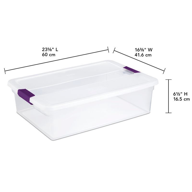 slide 8 of 8, Sterilite 32qt Clear View Storage Bin with Latch Purple, 32 qt