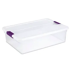 Sterilite 32qt Clear View Storage Bin with Latch Purple