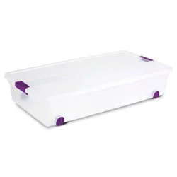 Sterilite 60qt Clear View Underbed Storage Bin with Latch Purple
