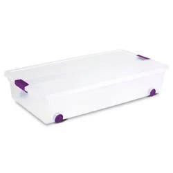 Sterilite 60qt Clear View Underbed Storage Bin with Latch Purple