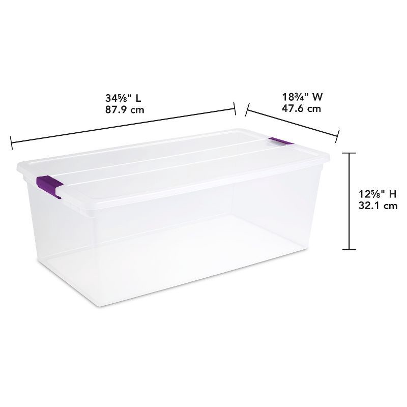 slide 7 of 7, Sterilite 110qt Clear View Storage Bin with Latch Purple, 110 qt