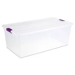 Sterilite 110qt Clear View Storage Bin with Latch Purple