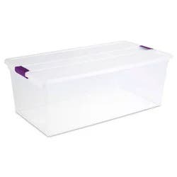 Sterilite 110qt Clear View Storage Bin with Latch Purple
