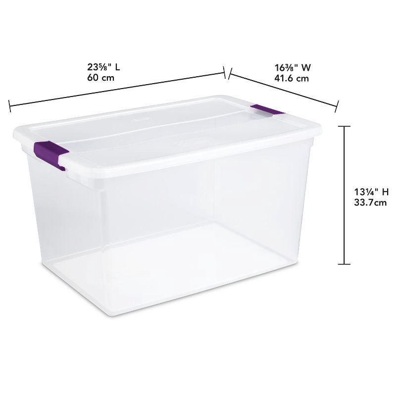 slide 9 of 9, Sterilite 66qt ClearView Latch Box Clear with Purple Latches: Plastic Storage Container, Lidded & Stackable, 66 Quart, 66 qt, 66 qt