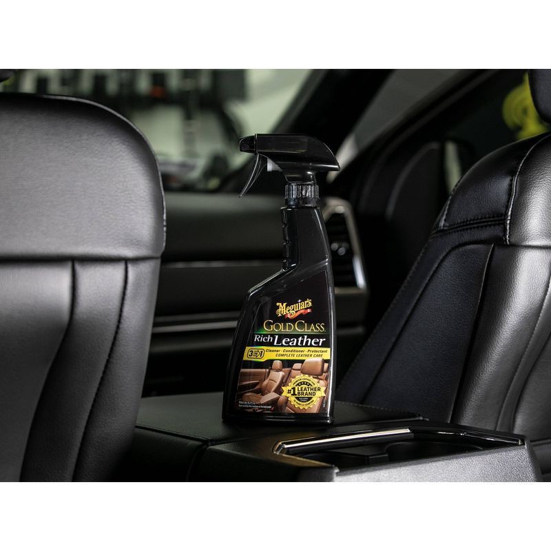 slide 2 of 7, Meguiars 15.2oz Gold Class Rich Leather Cleaning and Conditioning Spray: Car Leather Cleaner & Conditioner, Prevents Aging, 15.2 oz