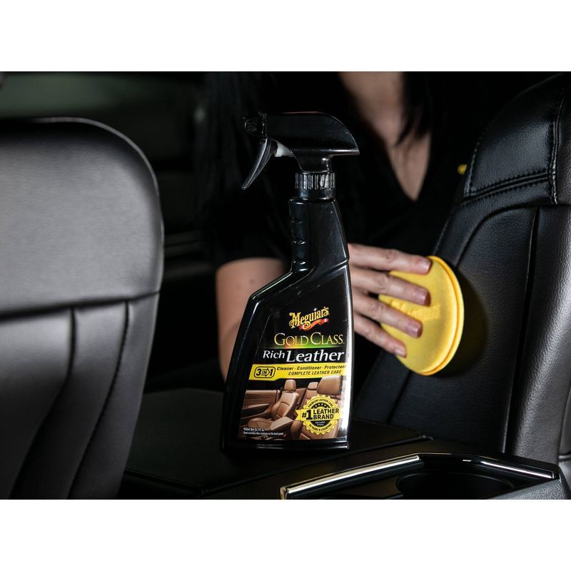 slide 3 of 7, Meguiars 15.2oz Gold Class Rich Leather Cleaning and Conditioning Spray: Car Leather Cleaner & Conditioner, Prevents Aging, 15.2 oz