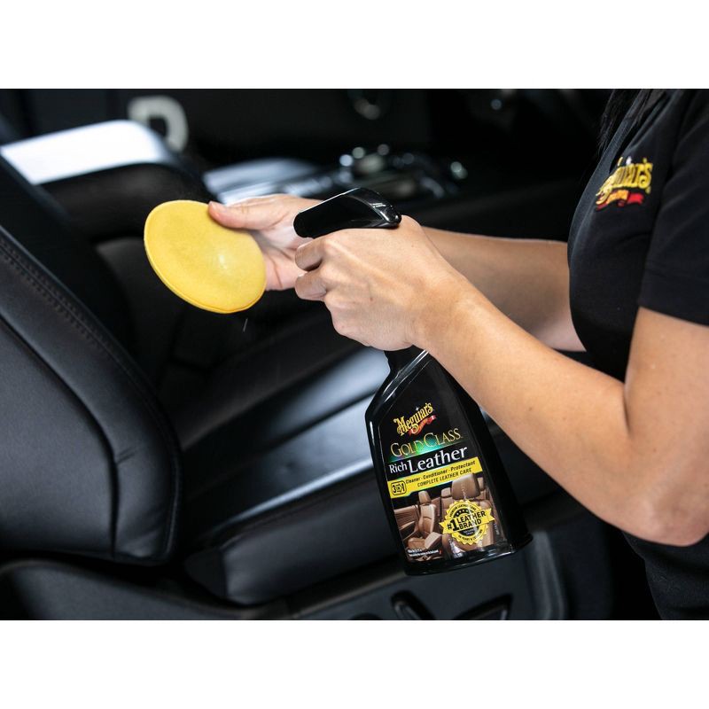 slide 5 of 7, Meguiars 15.2oz Gold Class Rich Leather Cleaning and Conditioning Spray: Car Leather Cleaner & Conditioner, Prevents Aging, 15.2 oz