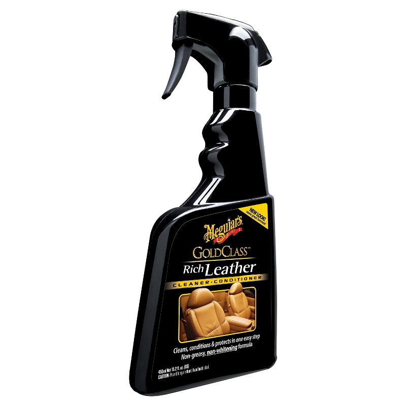 slide 1 of 7, Meguiars 15.2oz Gold Class Rich Leather Cleaning and Conditioning Spray: Car Leather Cleaner & Conditioner, Prevents Aging, 15.2 oz