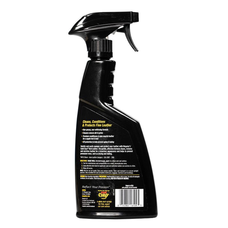 slide 7 of 7, Meguiars 15.2oz Gold Class Rich Leather Cleaning and Conditioning Spray: Car Leather Cleaner & Conditioner, Prevents Aging, 15.2 oz