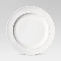8.3" Porcelain Beaded Rim Salad Plate White - Threshold™: Traditional Round Microwave & Dishwasher-Safe