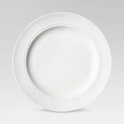 8.3" Porcelain Beaded Rim Salad Plate White - Threshold™: Traditional Round Microwave & Dishwasher-Safe