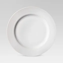 11" Porcelain Beaded Rim Dinner Plate White - Threshold™: Solid Textured Round Microwave & Dishwasher-Safe