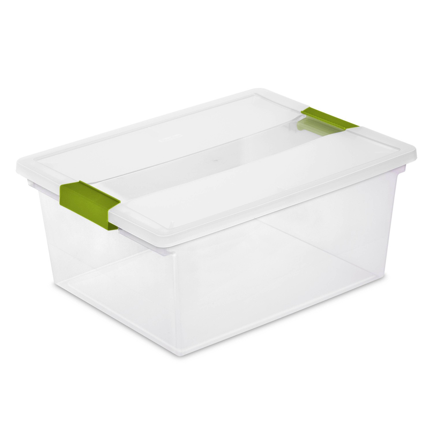 slide 1 of 1, Sterilite Deep Clip Box Clear with Green Latches, 1 ct