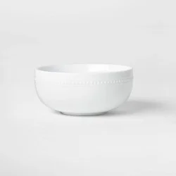 Porcelain Beaded Rim Cereal Bowl 20oz White - Threshold™: Textured Round Porcelain, Microwave & Dishwasher Safe